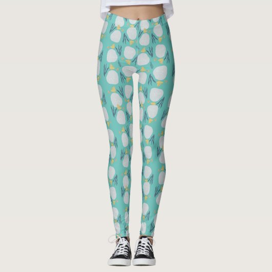 Botanisch strand patroon van zomerzand Dollar Leggings (Voorkant)
