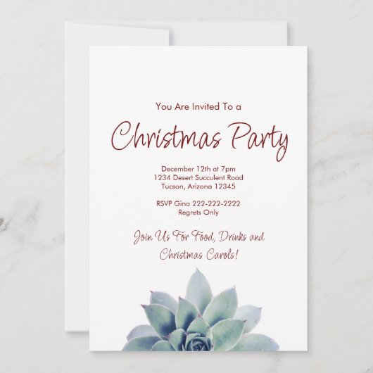 Botanisch Succulent Desert Kerstfeest Kaart (Voorkant)