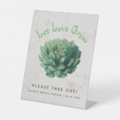 Botanisch Succulent Let Love Grow Vrijgezellenfees Reclamebord Met Voetstuk (Voorkant)