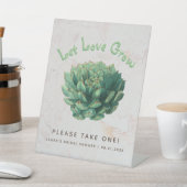 Botanisch Succulent Let Love Grow Vrijgezellenfees Reclamebord Met Voetstuk (Insitu)
