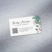 Botanisch Succulent met Manuscript en QR Code Magnetisch Visitekaartje (Voorbeeld)