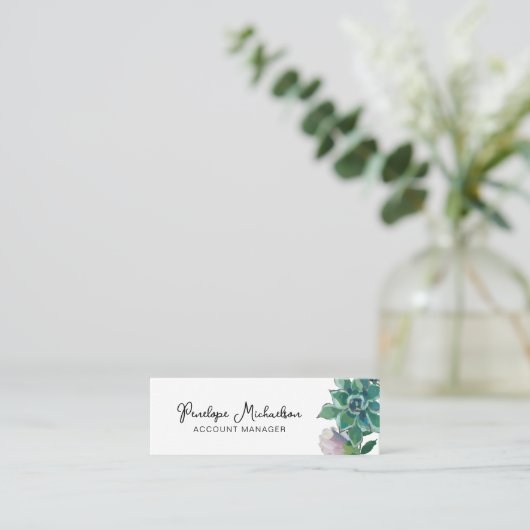 Botanisch Succulent met  Manuscript Mini Visitekaartje (Staand voorkant)