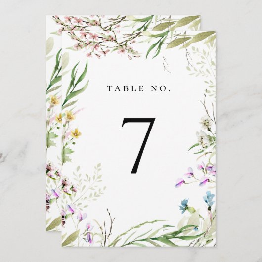 Botanisch tabelnummer legant wilde bloem programmakaart (Voorkant / Achterkant)