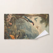  botanisch tafereel van toekans en bloemen bad handdoek (Handdoek)