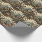 botanisch tafereel van toekans en bloemen cadeaupapier (Hoek)