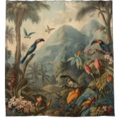  botanisch tafereel van toekans en bloemen douchegordijn (Voorkant)