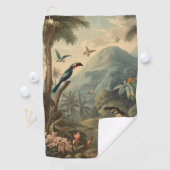  botanisch tafereel van toekans en bloemen golfhanddoek (Insitu)