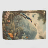  botanisch tafereel van toekans en bloemen golfhanddoek (Horizontaal)