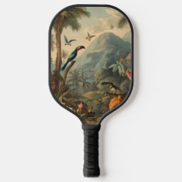  botanisch tafereel van toekans en bloemen pickleball paddle