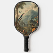  botanisch tafereel van toekans en bloemen pickleball paddle (Achterkant)