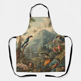  botanisch tafereel van toekans en bloemen schort