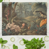  botanisch tafereel van toekans en bloemen theedoek (Gevouwen)