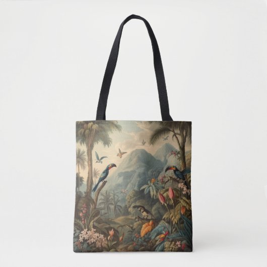  botanisch tafereel van toekans en bloemen tote bag (Voorkant)