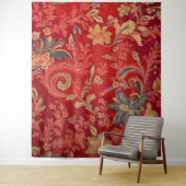 Botanisch Tapijt - Bloemen op Rood Wandkleed (In situ)