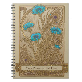Botanisch Tapijt: De Blauwe Korenbloem Art Nouvea Notitieboek
