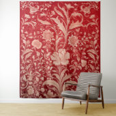 Botanisch Tapijt - Gouden Bloem op Rood Wandkleed (In situ)