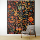 Botanisch Tapijt - Heldere kleuren bij nacht Wandkleed (In situ)