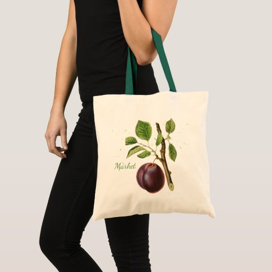 Botanisch Tas voor herbruikbare plum-markt (Voorkant (product))