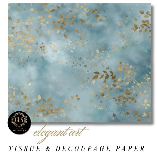Botanisch Teal Goudblad Ontwerp Tissuepapier