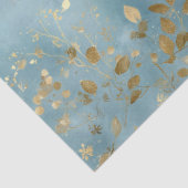 Botanisch Teal Goudblad Ontwerp Tissuepapier (Detail)