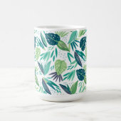 Botanisch Tropisch Groen & Wit Bladpatroon Koffiemok (Center)