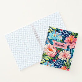 Botanisch Tropisch Zomer Bloemen Patroon Bloemig Notitieboek