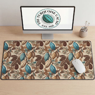 Botanisch Turquoise Cacao Patroon  Bureaumat