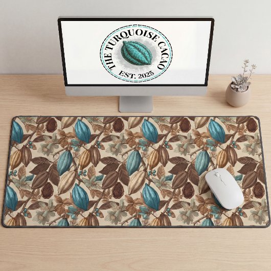 Botanisch Turquoise Cacao Patroon  Bureaumat