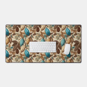 Botanisch Turquoise Cacao Patroon  Bureaumat (Keyboard & Muis)