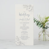 Botanisch usty Blue Wedding Program Programmakaart (Staand voorkant)