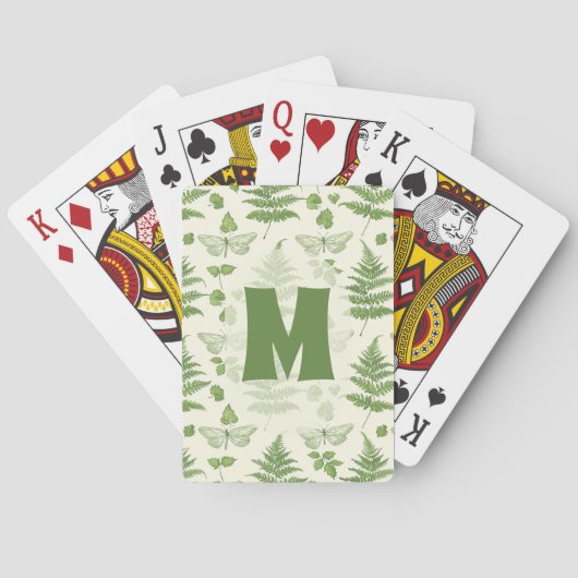 Botanisch varengroen geel dek pokerkaarten (Achterkant)