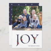 Botanisch versierde Joy Flat Kerstkaart (Voorkant / Achterkant)