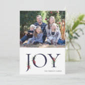 Botanisch versierde Joy Flat Kerstkaart (Staand voorkant)