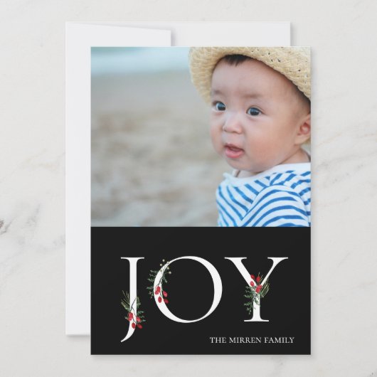 Botanisch versierde Joy Flat vakantiefotocard Feestdagenkaart (Voorkant)
