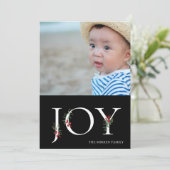 Botanisch versierde Joy Flat vakantiefotocard Feestdagenkaart (Staand voorkant)