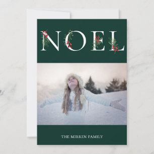 Botanisch Versierde NOEL Platte Kerst Foto Kaart
