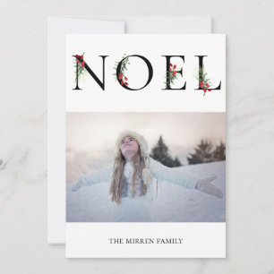 Botanisch Versierde NOEL Platte Kerst Foto Kaart