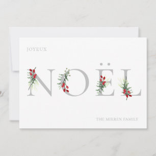 Botanisch versierde NOEL platte kerstkaart