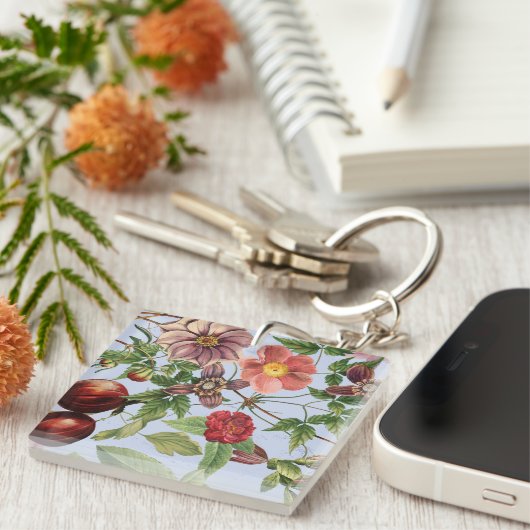 Botanisch vintage ontwerp sleutelhanger (Voorkant Rechts)