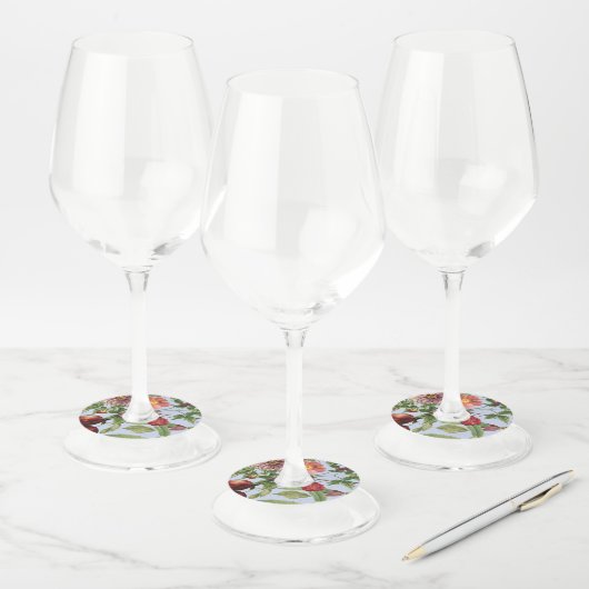 Botanisch vintage ontwerp wijnglaslabel (Set)