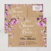 Botanisch violet bloemenkraftpapier Vrijgezellenfe Uitnodiging Briefkaart (Voorkant / Achterkant)