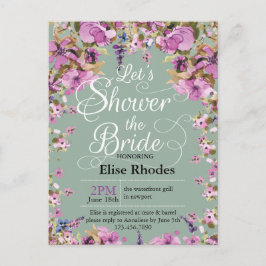 Botanisch violet floral lijst minty Vrijgezellenfe Uitnodiging Briefkaart