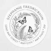Botanisch Vlinder Retouradres Labels (Design 1)