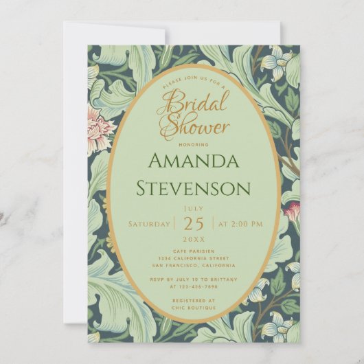 Botanisch Vrijgezellenfeest Gouden Munt Groene Vin Kaart (Voorkant)