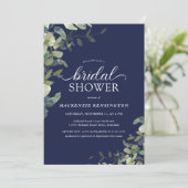 Botanisch Vrijgezellenfeest van Navy Blue Greenery Kaart (Staand voorkant)