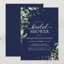 Botanisch Vrijgezellenfeest van Navy Blue Greenery Kaart