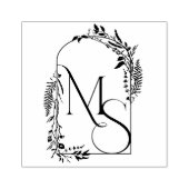 Botanisch Wapen Monogram | Persoonlijke Huwelijk Rubberstempel (Afrduk)