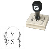 Botanisch Wapen Monogram | Persoonlijke Huwelijk Rubberstempel (Gestempeld)