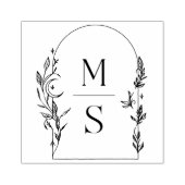 Botanisch Wapen Monogram | Persoonlijke Huwelijk Rubberstempel (Afrduk)