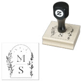 Botanisch Wapen Monogram | Persoonlijke Huwelijk Rubberstempel (Gestempeld)